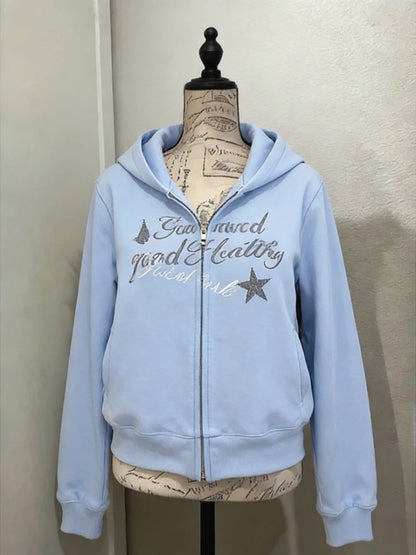 Gohic Vintage Sweatshirts Women's Jackets White Print Tunic Hooded Y2k Coat Streetwear Fashion Casual Hoodies Tops Ropa Mujer