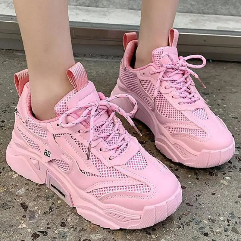 Women Purple Platform Sports Shoes Women Thick Sole Breathable Black Casual Shoes Fashion Slip On 2025 Outdoor Walking Sneakers