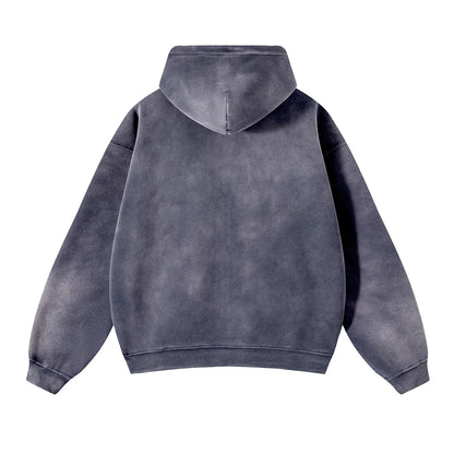 Men's Zip Up Hoodies Tie Dye Washed Double Oversize Cardigan Sweatshirt Loose Plus Plush Gradient Man Hooded Pullovers Winter