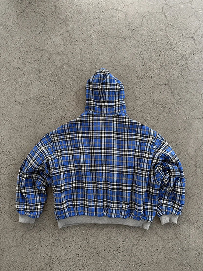 Mauroicardi Spring Oversized Reversible Hoodies Men Luxury Designer Clothing Hoodie with Plaid Lining Sweatshirt Streetwear 2025