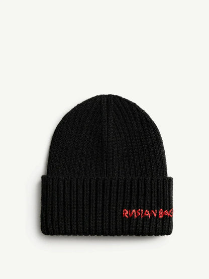Winter Wool Knit Beanie Hat for Men and Women Thick Warm Embroidered Letter Knitted Cap Unisex Fashion Cold Weather Hat