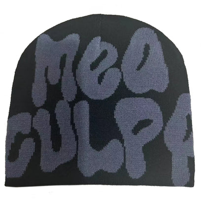 Mea Culpas Beanies Hats For Women Men Autumn Winter Fashion Printed Wool Acrylic Knitted Caps Bonnet Kpop Elastic Skullies Hat