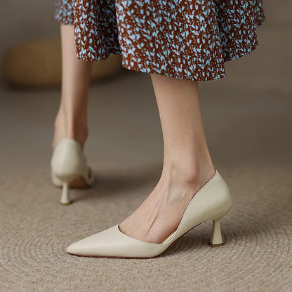 FEDONAS Basic Women Pumps Spring Summer Dress Office Ladies Pointed Toe Thin Heels Genuine Leather Shoes Woman Fashion Elegant