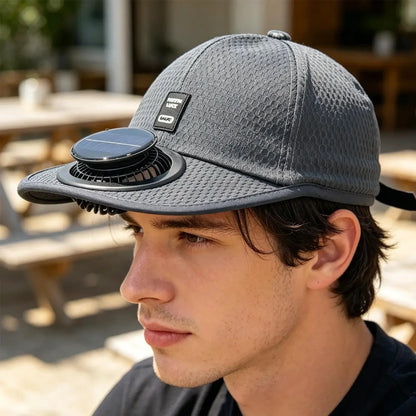 Solar Powered Cap with Fan Summer Breathable Mesh Sun Protection Outdoor Baseball Hat for Men USB Rechargeable Cooling Headwear