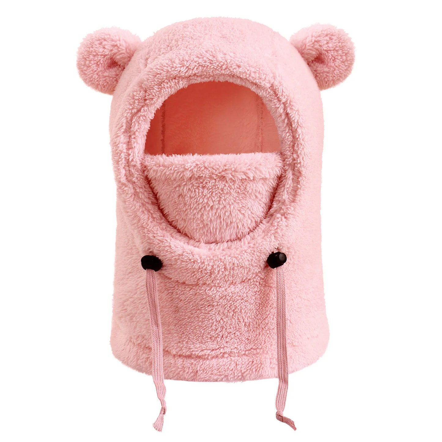 Bear Ears Hood Men's and Women's Autumn Winter Polyester Fiber Neck Scarf and Mask Integrated Hat Children's Warm Cold Hats