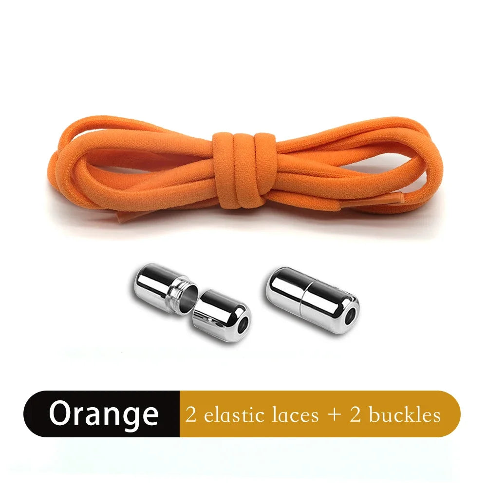 Leisure Sneakers Laces No Tie Shoelaces Elastic Quick Flat Shoelace Kids and Adult Lazy Laces Metal Lock Semicircle Shoelaces