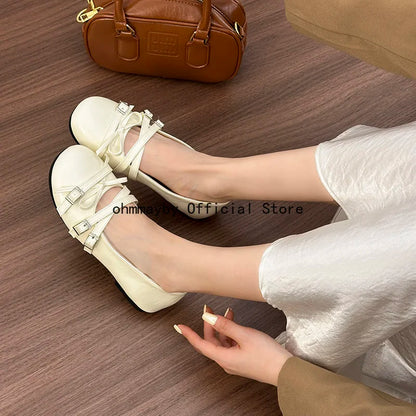 Silver Women Ballet Flats Comfortable Round Toe Shallow Shoes 2026 New Spring Autumn Vintage Ladies Dress Mary Jane Shoes
