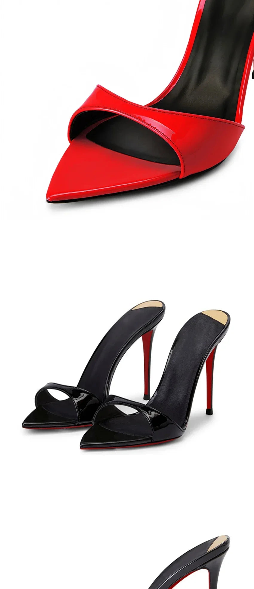 Pointed black nude high heels, women's super high heels, sandals, slim heels, temperament, wearing half slippers 33-46
