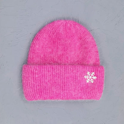 Hot Selling Winter Hat Real Rabbit Fur Winter Hats For Women Snowflake Warm Beanie cold Hats Women Solid Adult Cover Head Cap