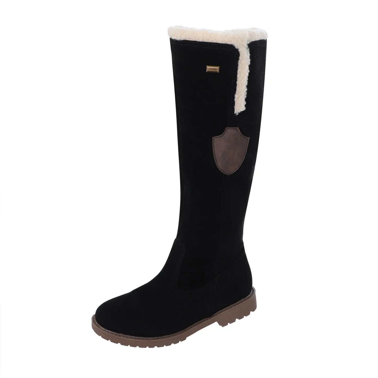 Fashion Half Boots Women Solid Color Large Size Slope Autumn Winter Suede Side Zipper Shoes Round Head Comfort Casual Boots