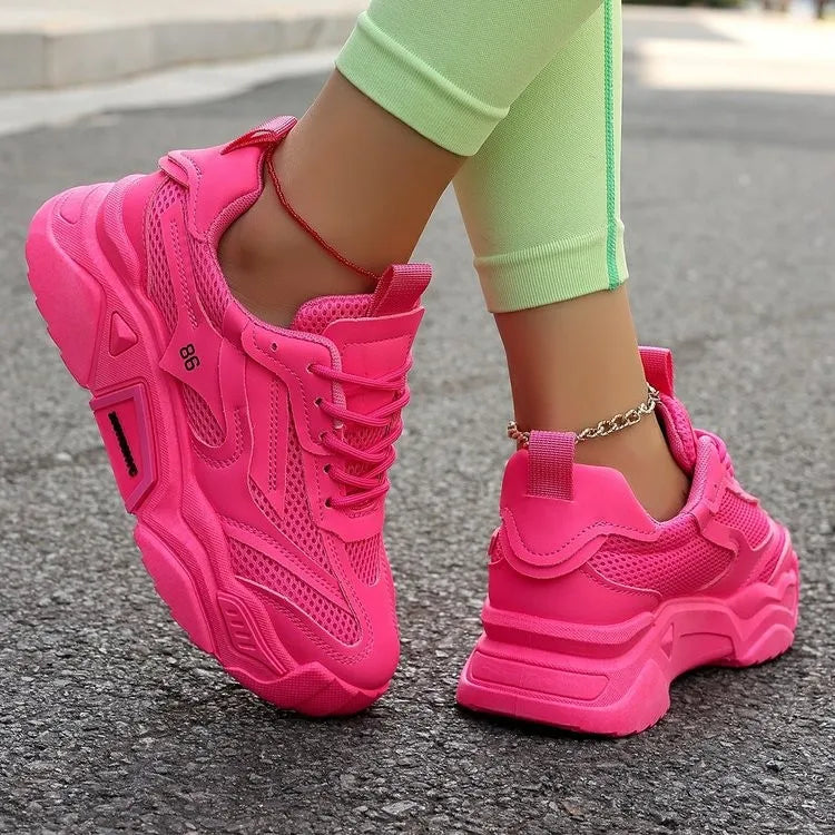 Women Purple Platform Sports Shoes Women Thick Sole Breathable Black Casual Shoes Fashion Slip On 2025 Outdoor Walking Sneakers