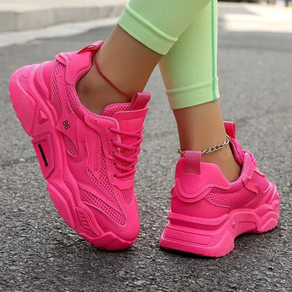 Women Purple Platform Sports Shoes Women Thick Sole Breathable Black Casual Shoes Fashion Slip On 2025 Outdoor Walking Sneakers