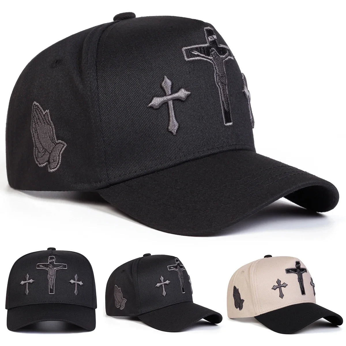 Unisex Cross Embroidery Baseball Caps Spring and Autumn Outdoor Adjustable Casual Hats Sunscreen Hat Sports Cap