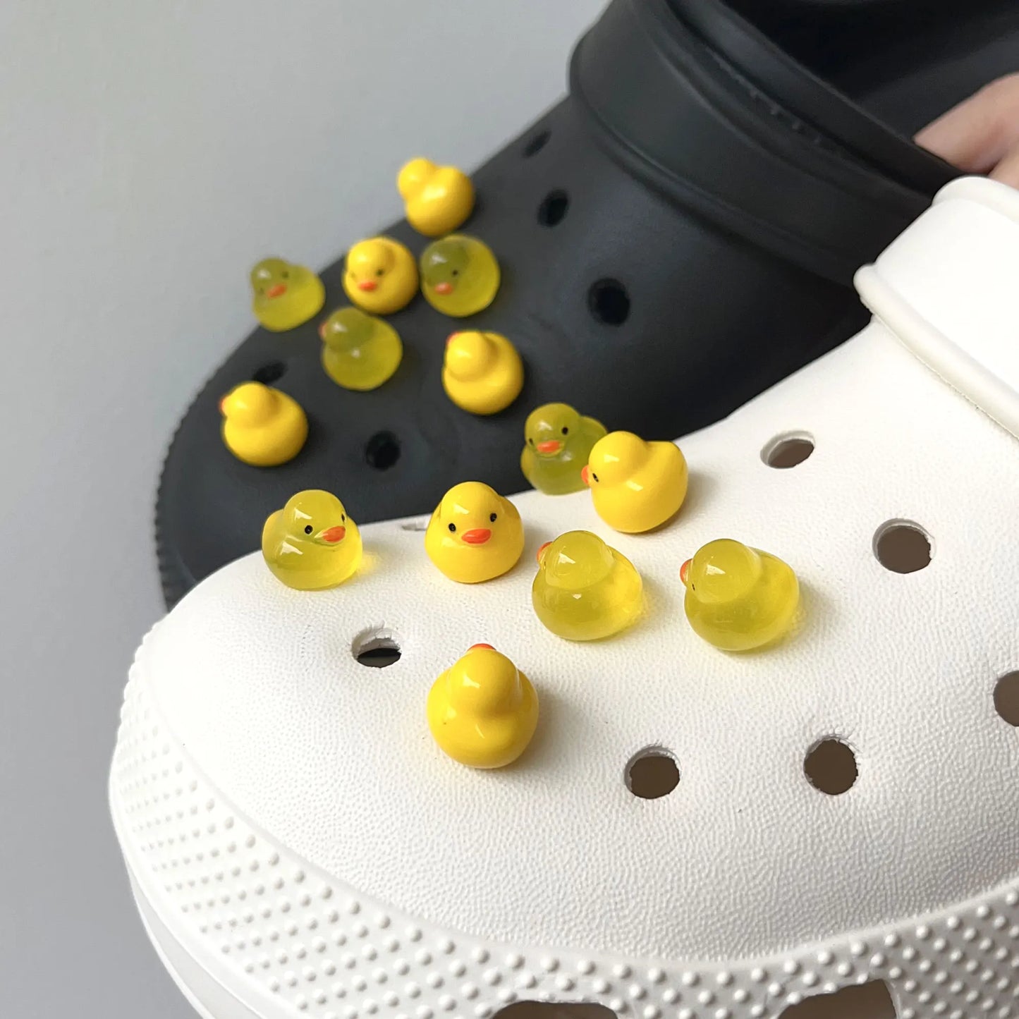 3D Cute Chubby Yellow Duck Noctilucent Shoe Charms for Crocs Garden Sandal Clogs Pins Decorations Slipper Accessories Girl Gift
