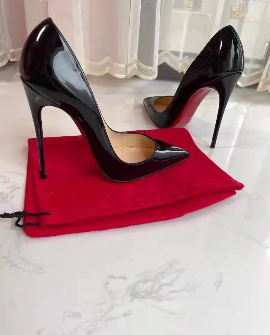 2026 New Black 12cm High Heels Classic Thin Heels Sexy Shallow Mouth Fashion Commuter Large Single Shoes 33-50