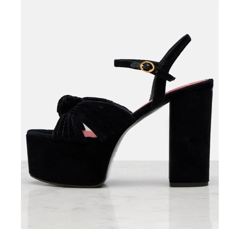 Ladies' Summer New Thick Soled Slim High-heeled Sandals, Fashionable Wedding and Runway Styles, Plus Size High-heeled Sandals