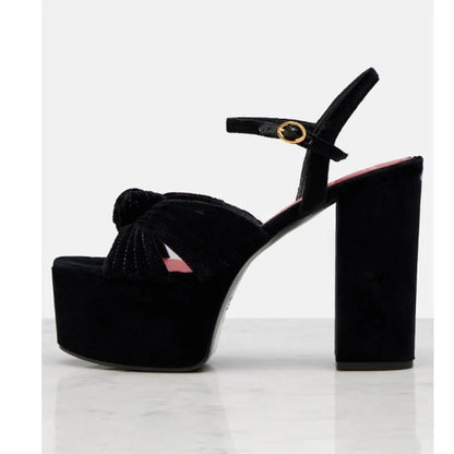 Ladies' Summer New Thick Soled Slim High-heeled Sandals, Fashionable Wedding and Runway Styles, Plus Size High-heeled Sandals