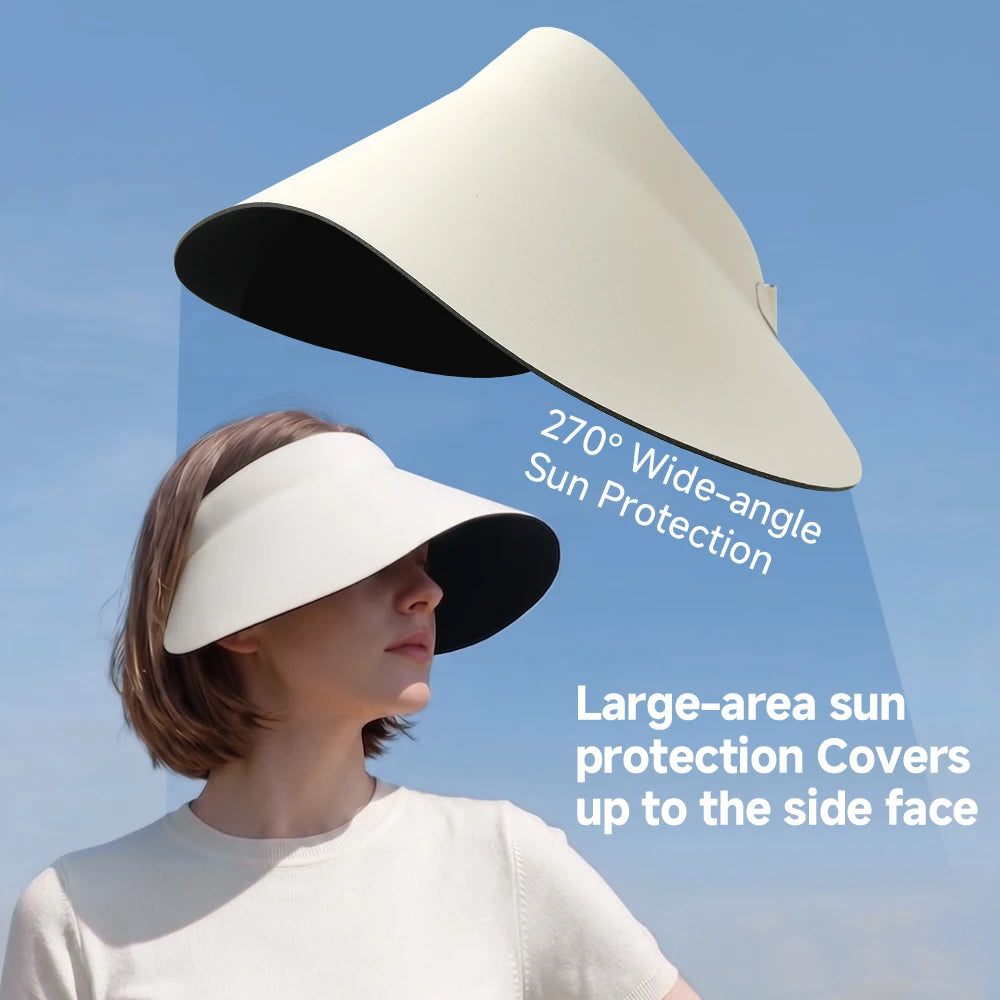 Women's Sun Top Hat with UV Protection, Seamless One-Piece Visor, Wide Brim for Full Shade, Hollow Top Sun Cap
