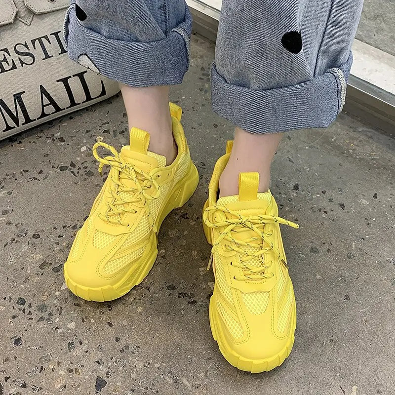 Women Purple Platform Sports Shoes Women Thick Sole Breathable Black Casual Shoes Fashion Slip On 2025 Outdoor Walking Sneakers