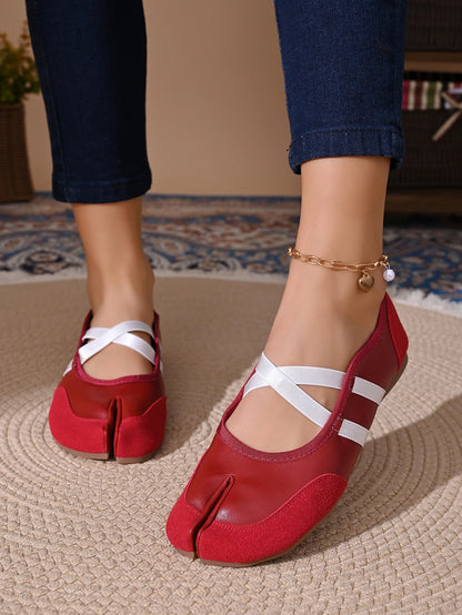Fashion Soft Leather Split Toe Women Tabi Ballet Flats Spring Autumn Comfortable Walking Lazy Loafers Casual Girls Dance Shoes