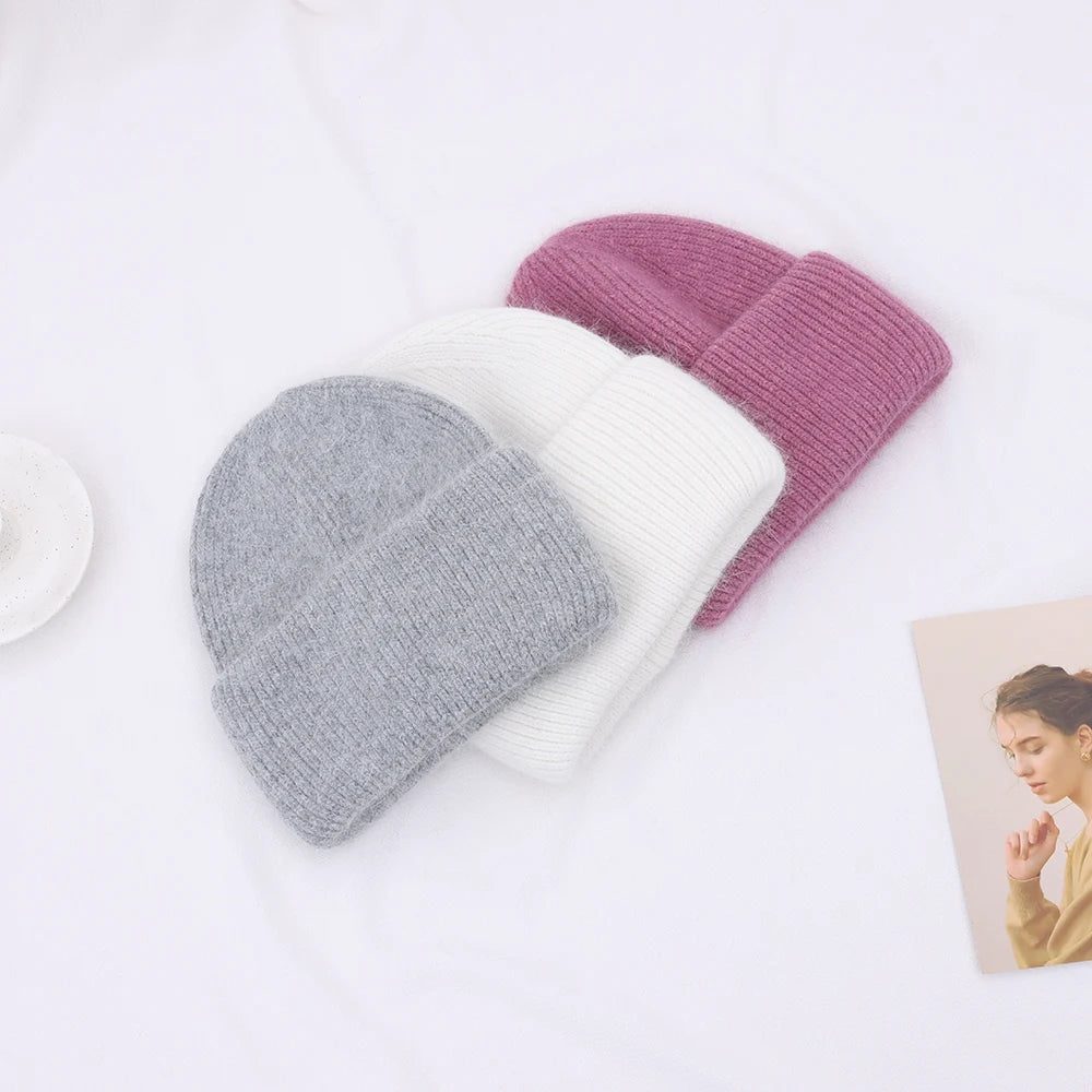 Hot Selling Winter Hat Real Rabbit Fur Winter Hats For Women Snowflake Warm Beanie cold Hats Women Solid Adult Cover Head Cap