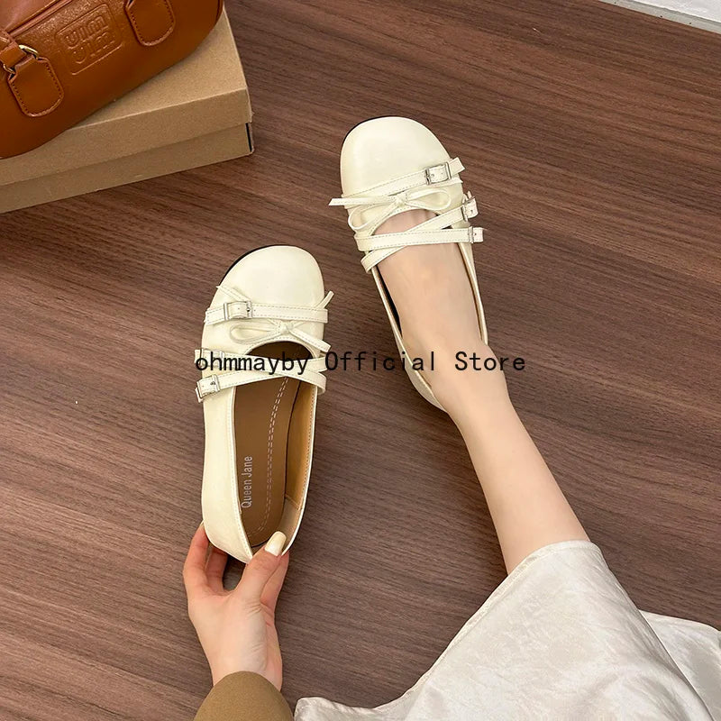 Silver Women Ballet Flats Comfortable Round Toe Shallow Shoes 2026 New Spring Autumn Vintage Ladies Dress Mary Jane Shoes