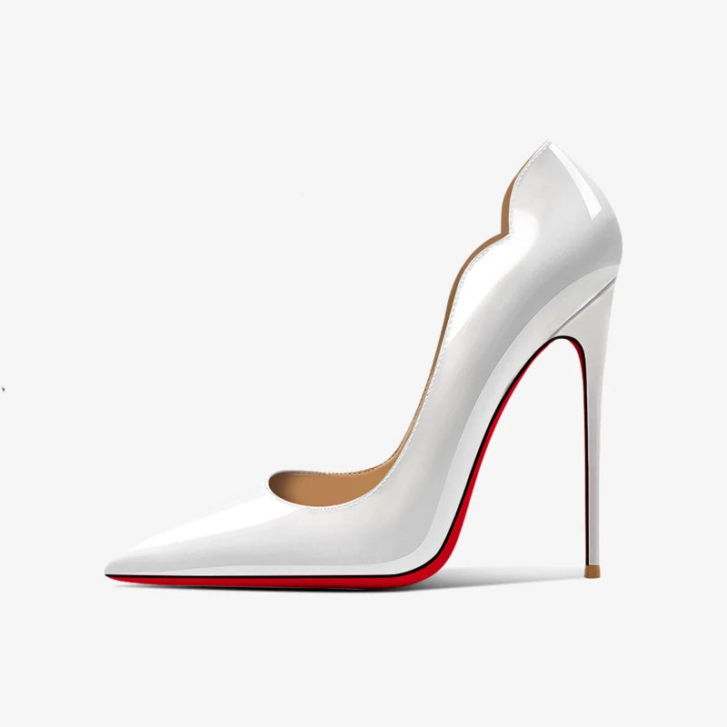 Red pointed high-heeled shoes for women 2025, new slim heel patent leather French sexy plus size black professional single shoes