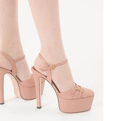 Ladies' Summer New Thick Soled Slim High-heeled Sandals, Fashionable Wedding and Runway Styles, Plus Size High-heeled Sandals