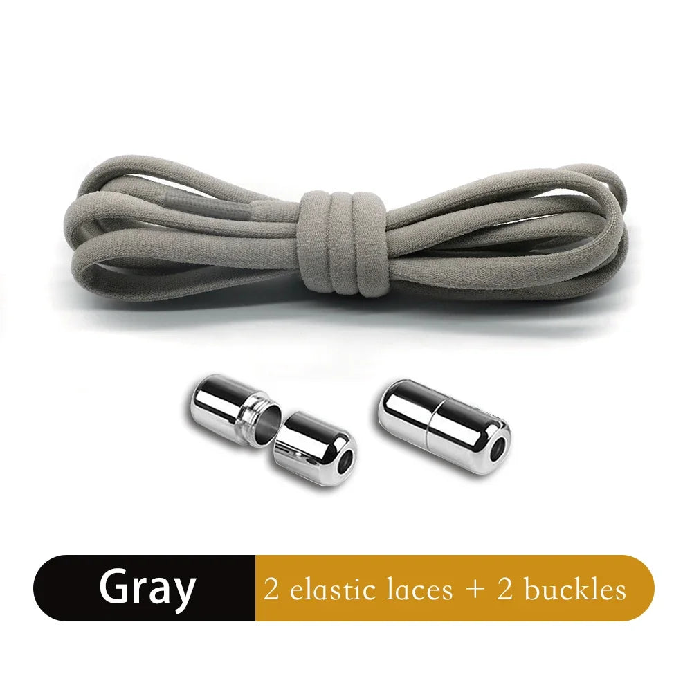 Leisure Sneakers Laces No Tie Shoelaces Elastic Quick Flat Shoelace Kids and Adult Lazy Laces Metal Lock Semicircle Shoelaces