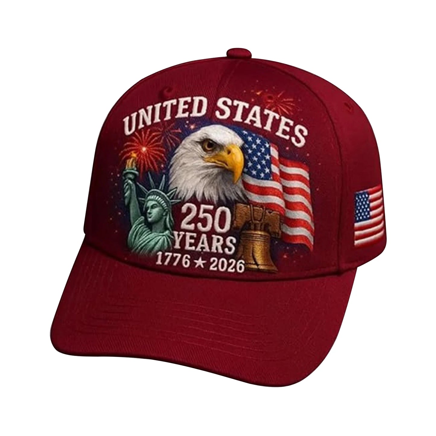 United States 250th Anniversary Cap Adjustable Washed Cotton Baseball Cap Vintage Tribute Eagle Printed Patriotic Trucker Hat