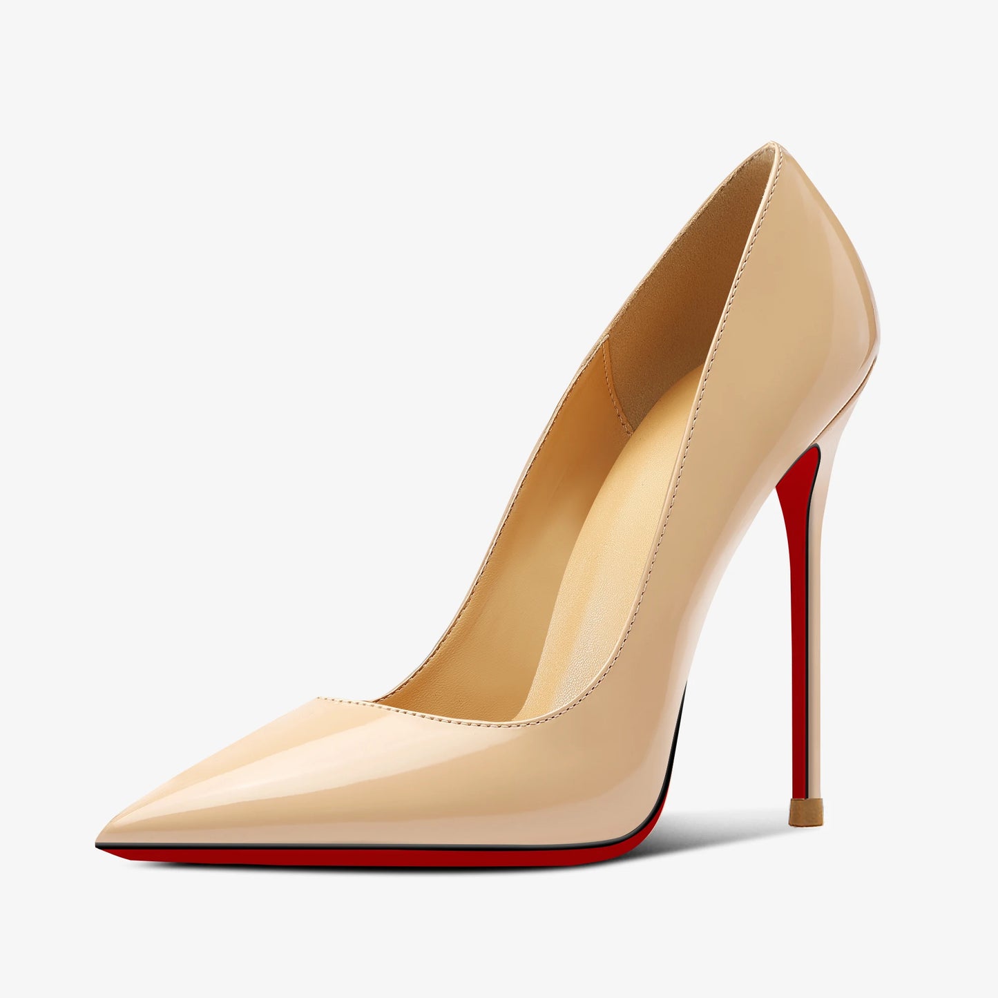 Red pointed high-heeled shoes for women 2025, new slim heel patent leather French sexy plus size black professional single shoes