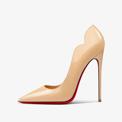Red pointed high-heeled shoes for women 2025, new slim heel patent leather French sexy plus size black professional single shoes