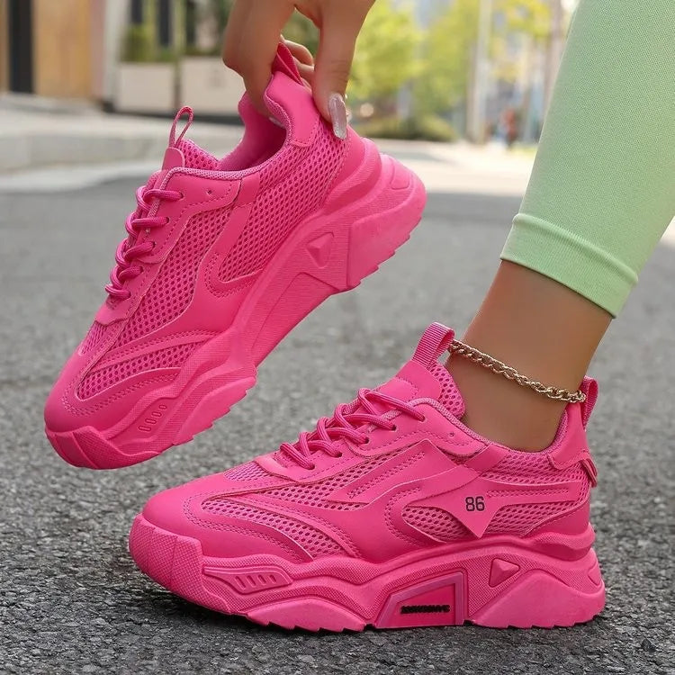 Women Purple Platform Sports Shoes Women Thick Sole Breathable Black Casual Shoes Fashion Slip On 2025 Outdoor Walking Sneakers