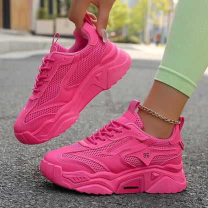 Women Purple Platform Sports Shoes Women Thick Sole Breathable Black Casual Shoes Fashion Slip On 2025 Outdoor Walking Sneakers