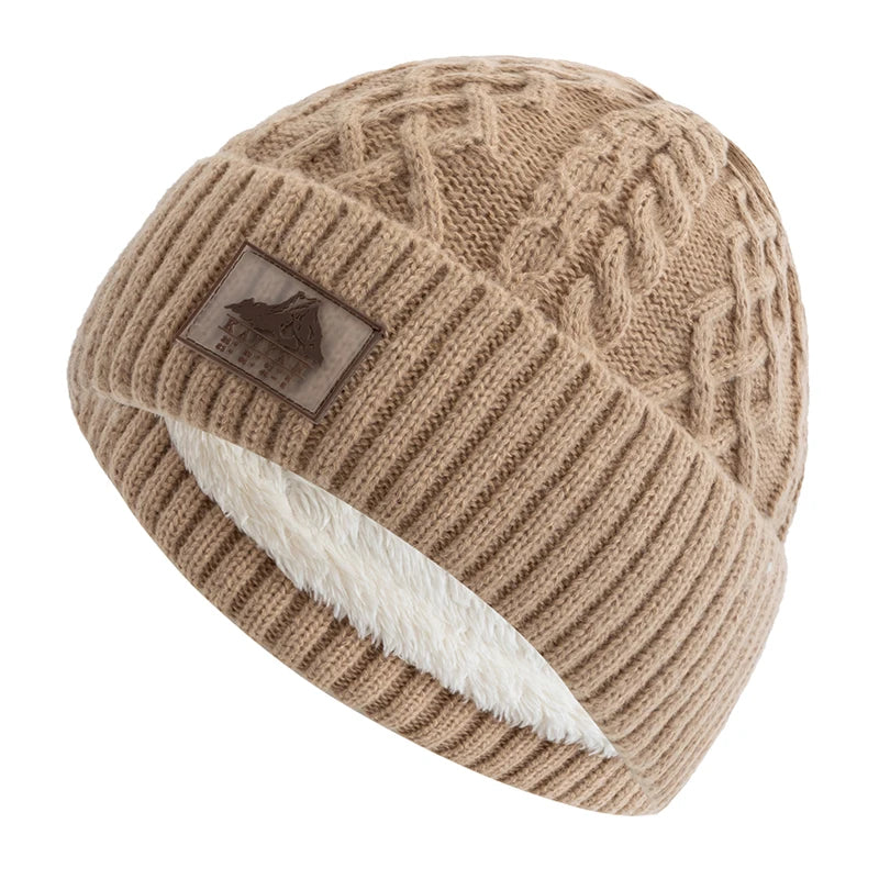 New Style Unisex Keep Warm Winter Hat Plush Fur Lined Stylish Warm Cap Beanie Hat For Men Women Outdoor Ski Sports Knitted Hat