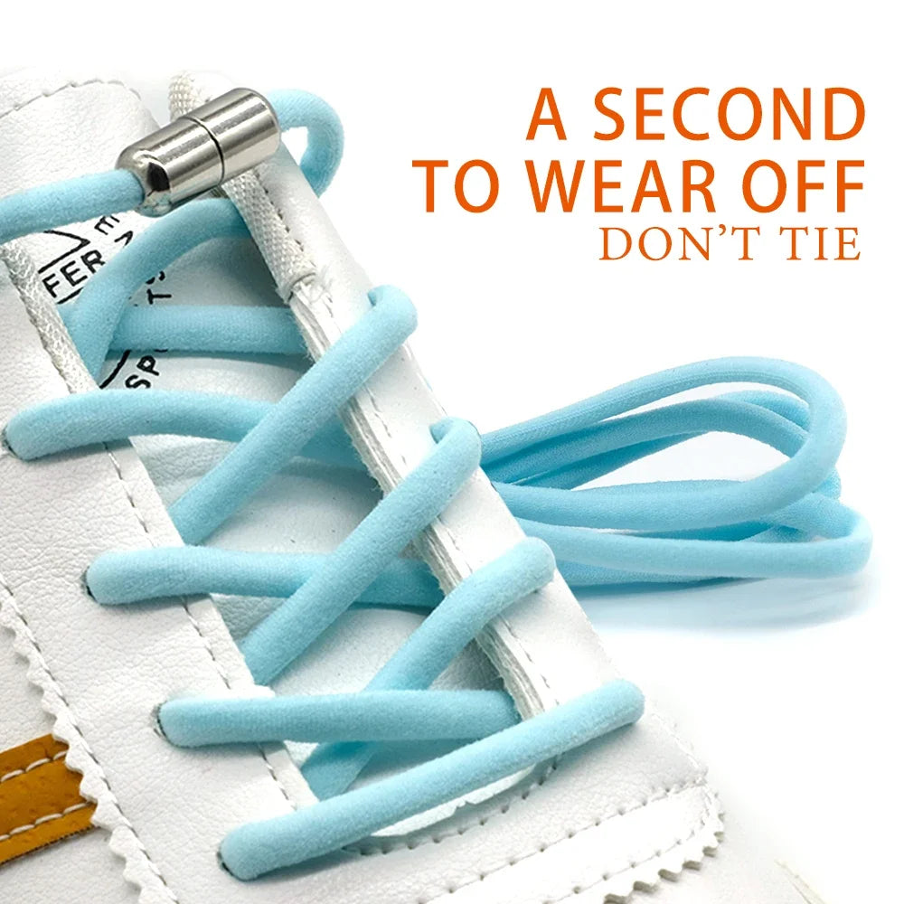 Leisure Sneakers Laces No Tie Shoelaces Elastic Quick Flat Shoelace Kids and Adult Lazy Laces Metal Lock Semicircle Shoelaces