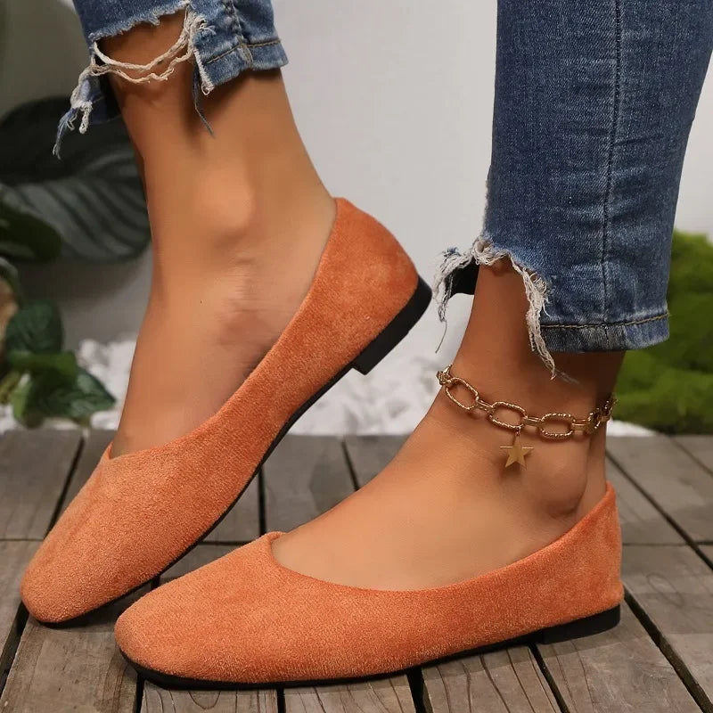 Women's Loafers 2025 New Elegant Ladies Causal Flat Shoes Square-toe Spring Autumn Shallow Women's Fashion Ballet Shoes Simple