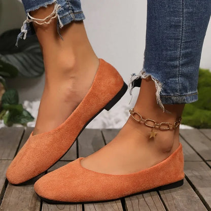 Women's Loafers 2025 New Elegant Ladies Causal Flat Shoes Square-toe Spring Autumn Shallow Women's Fashion Ballet Shoes Simple