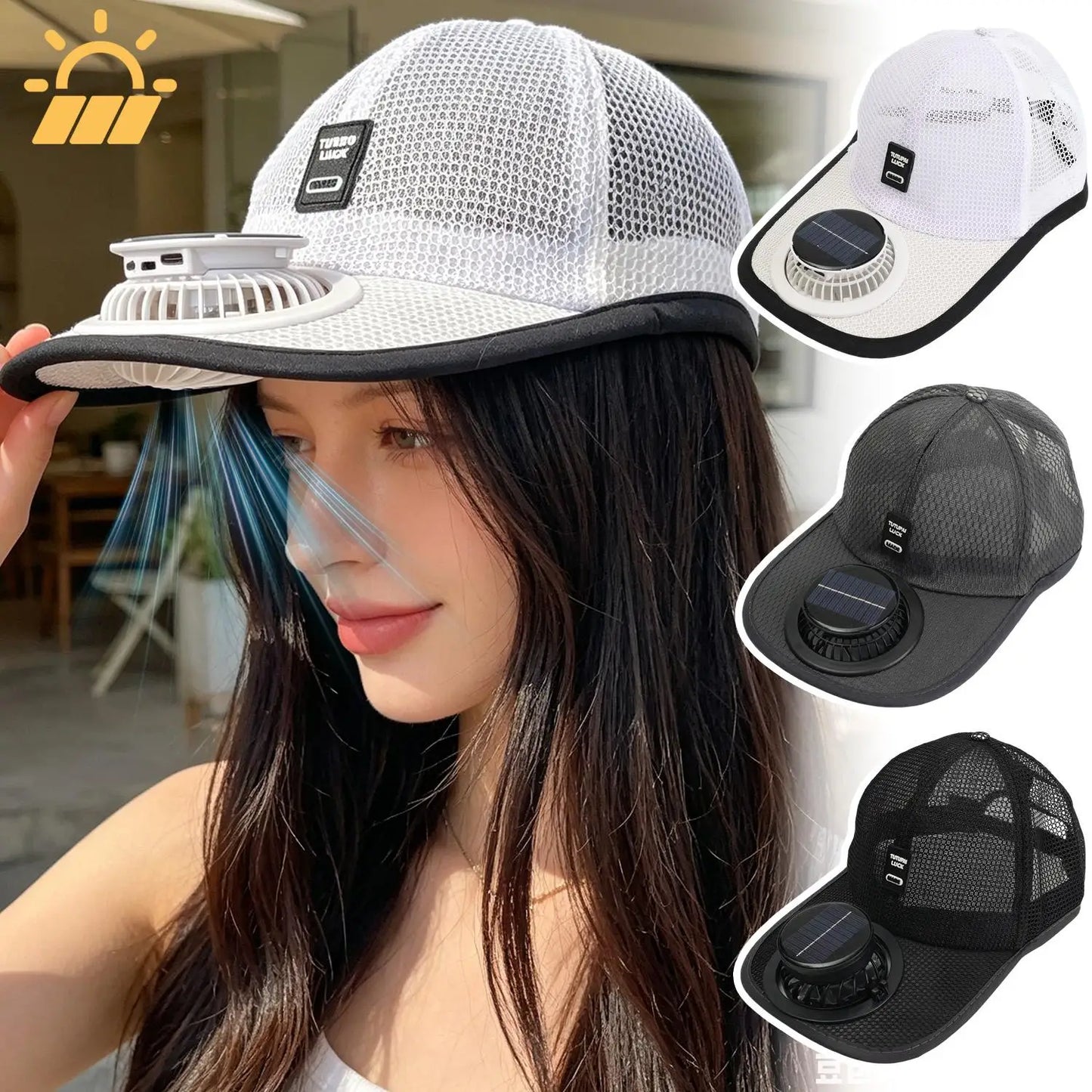 Solar Powered Cap with Fan Summer Breathable Mesh Sun Protection Outdoor Baseball Hat for Men USB Rechargeable Cooling Headwear