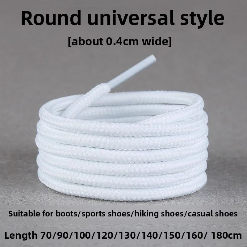 Black Shoelace round Flat Sports Men's and Women's Shoelace Leather Shoes Canvas Shoes and Boots Versatile Universal Shoelace
