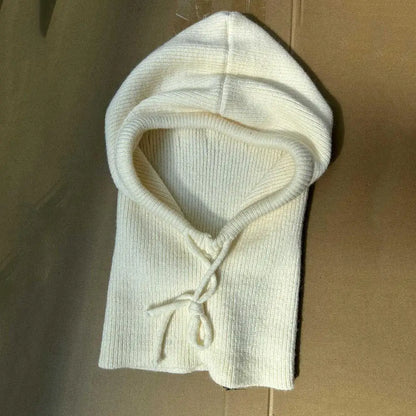 Knitted Soft Women Balaclava Hat Fashion Fake Collar Hooded Hat Neck Collar Warmer Beanies Cap Ear Protection Bonnet Hooded Caps