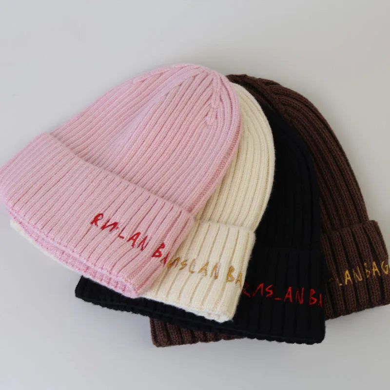 Winter Keep Warm Knitted Beanie Hat | Cold Weather Fashion Hat | Thick Unisex Letter Embroidered Cap for Men and Women |