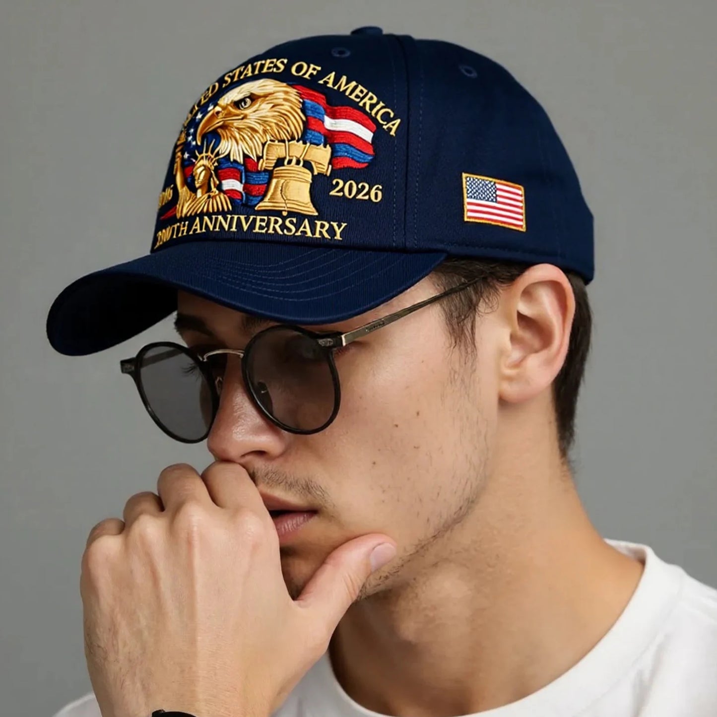 United States 250th Anniversary Cap Adjustable Washed Cotton Baseball Cap Vintage Tribute Eagle Printed Patriotic Trucker Hat