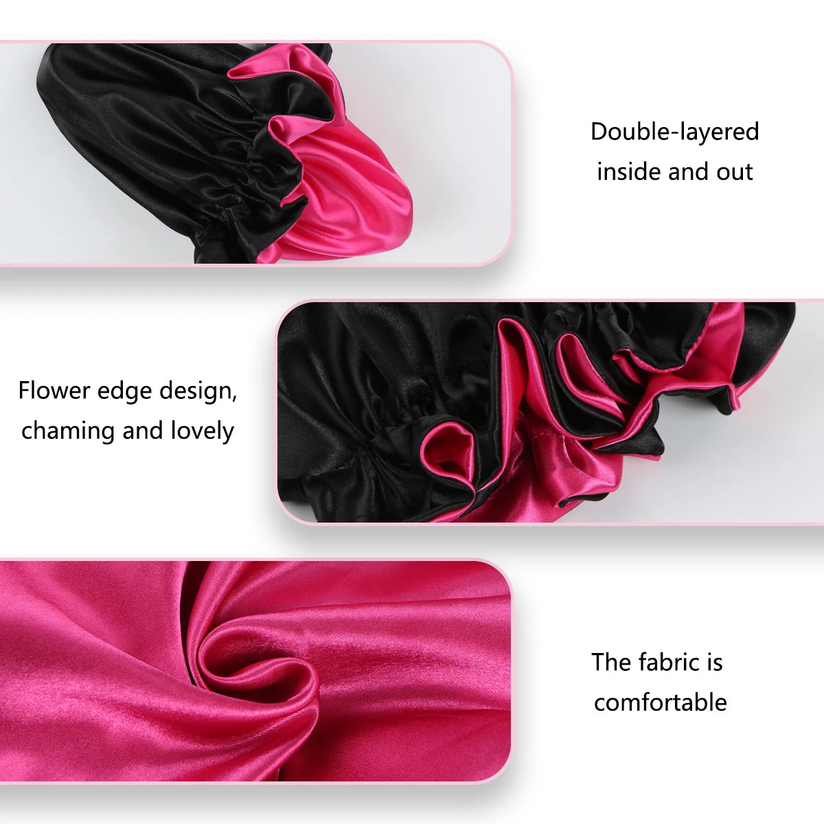 1Pc Double-Layered Minimalist Hair Bonnet Satin Bonnet Sleep Caps Can Be Worn on Both Sides Versatile Cap for Men/Women