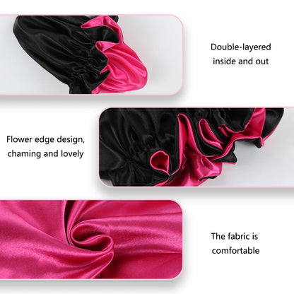 1Pc Double-Layered Minimalist Hair Bonnet Satin Bonnet Sleep Caps Can Be Worn on Both Sides Versatile Cap for Men/Women