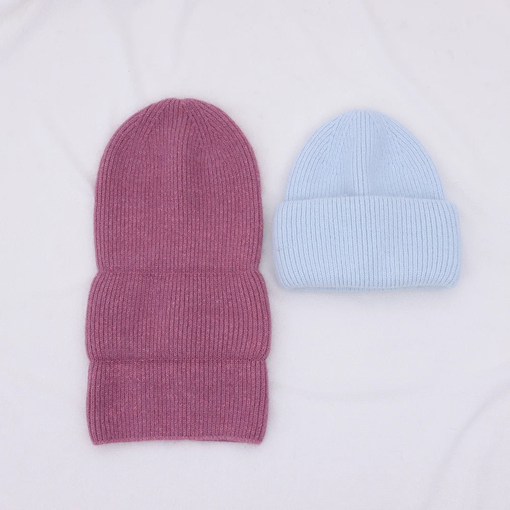 Hot Selling Winter Hat Real Rabbit Fur Winter Hats For Women Snowflake Warm Beanie cold Hats Women Solid Adult Cover Head Cap