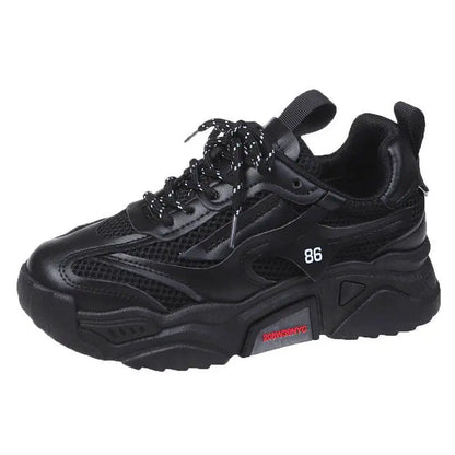 Women Purple Platform Sports Shoes Women Thick Sole Breathable Black Casual Shoes Fashion Slip On 2025 Outdoor Walking Sneakers