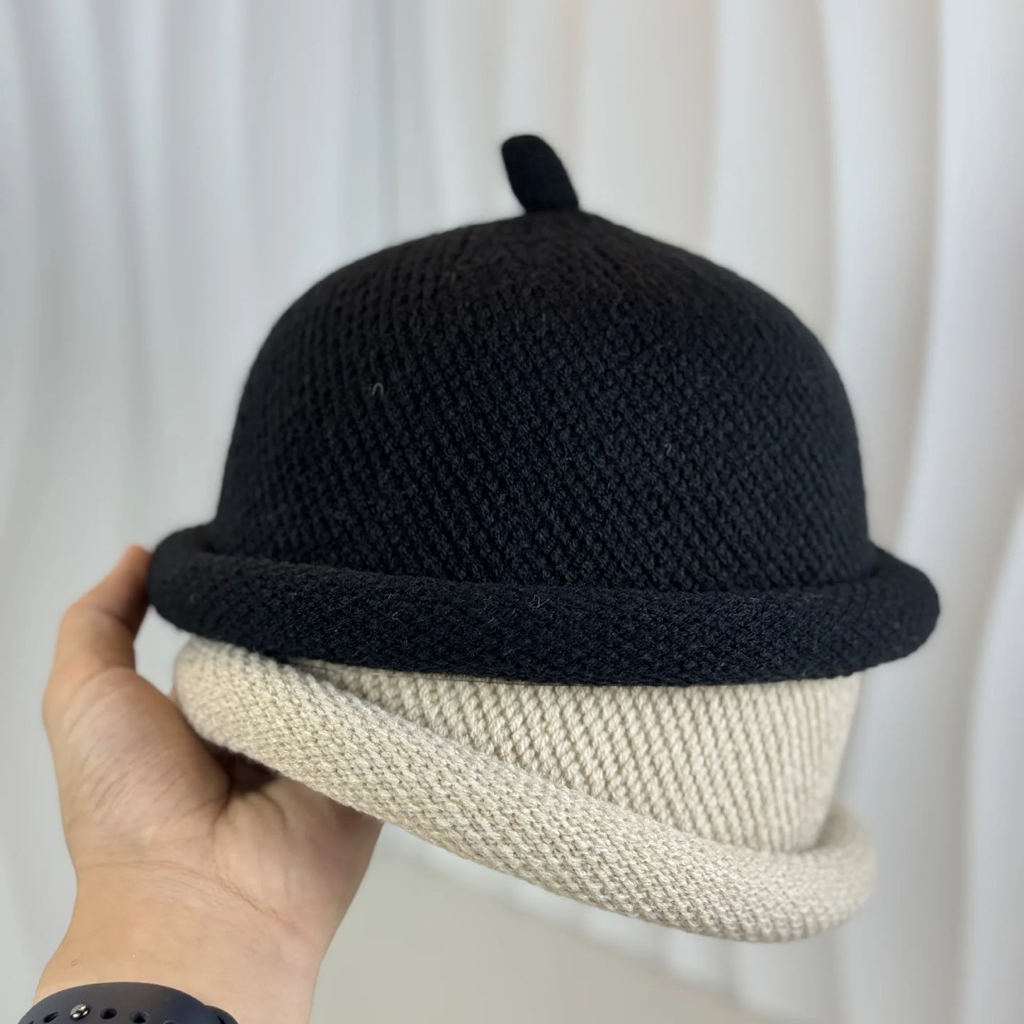 Japanese style Womens Fashion Bucket Hats Knitted Melon Skin Hats Casual Berets Landlord Hats Warm Painter Pacifier Caps 모자