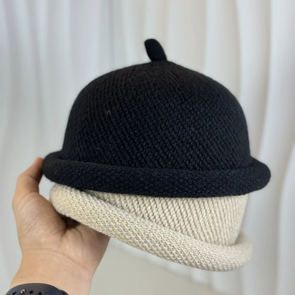 Japanese style Womens Fashion Bucket Hats Knitted Melon Skin Hats Casual Berets Landlord Hats Warm Painter Pacifier Caps 모자