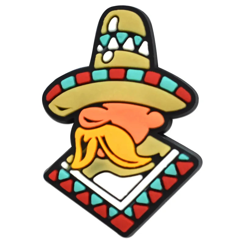 mexico series PVC shoe Charms Slippers Buckle combination Fit Wristbands accessories Decoration Bands gift unisex party